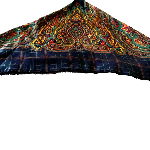 Large Navy and multi color scarf/wrap - Picture 4 of 5